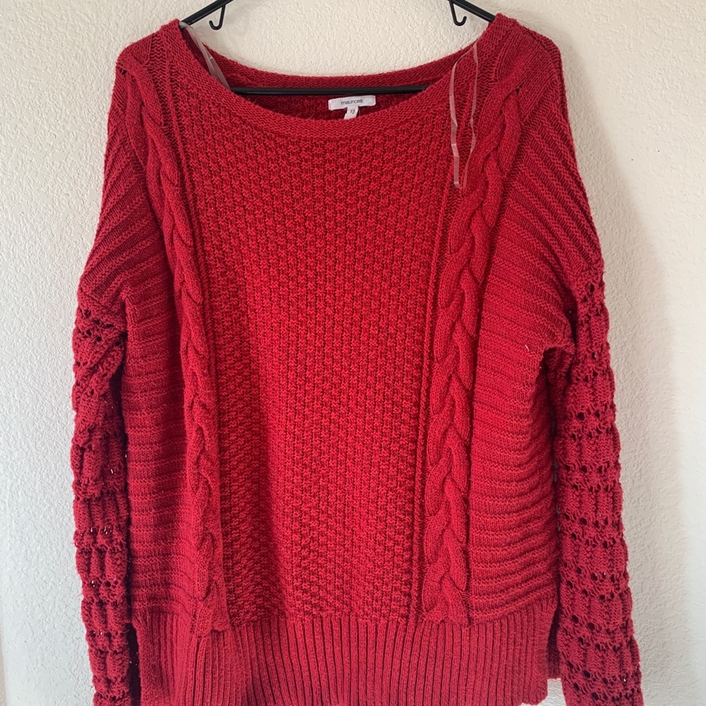 Red Cable Sweater